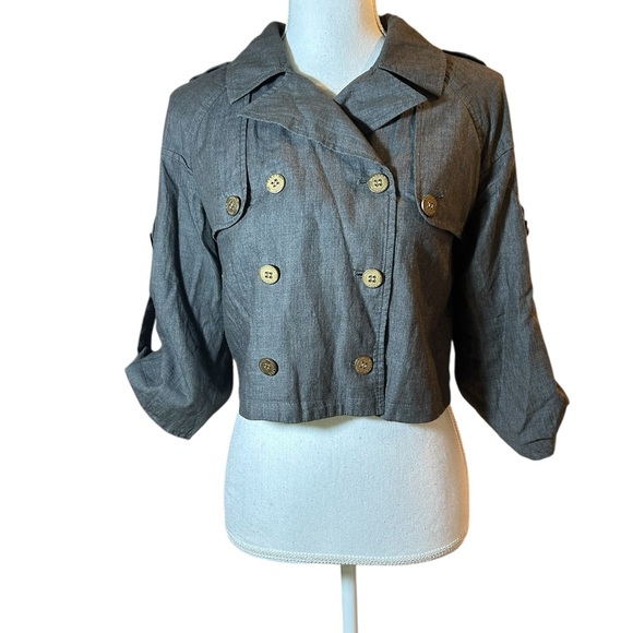 Walter Baker Gray Blazer Crop Suit Jacket - Picture 1 of 9